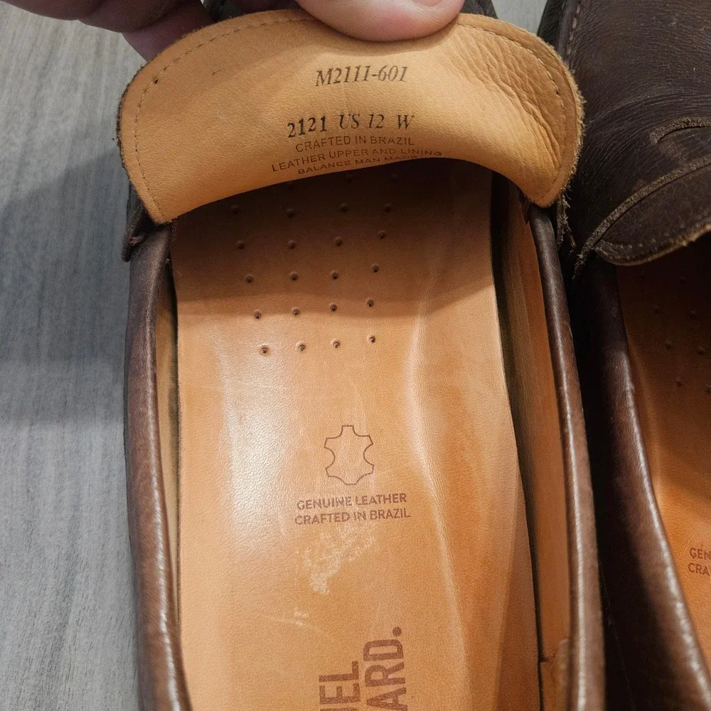 Samuel Hubbard Mens Penny Loafer Brown Leather M2111-601 Size 12 W‎ Wide Brazil